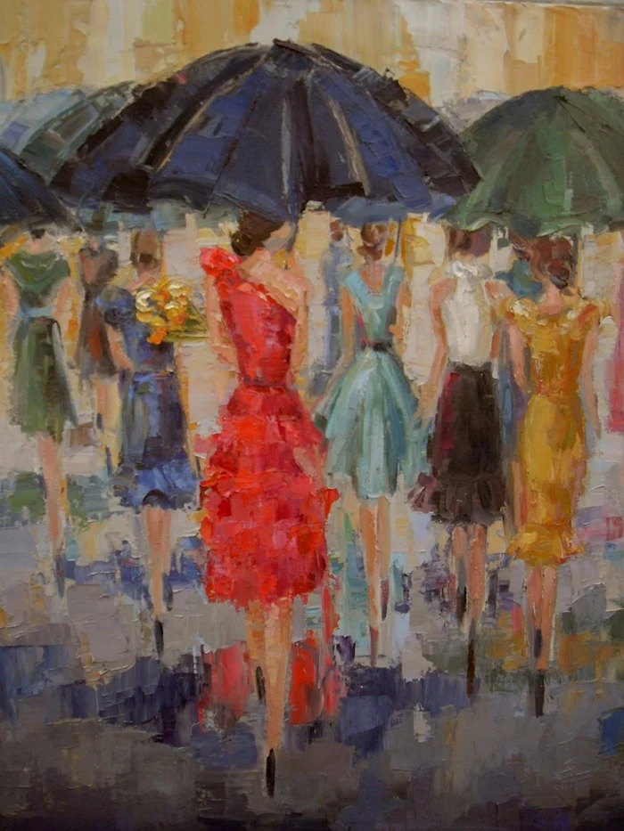 Kathryn Morris Trotter | American Impressionist Knife painter | Paris in the rain