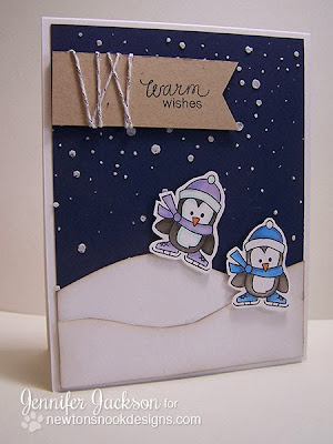 Warm Wishes Penguin Card using Snow Day Stamp set by Newton's Nook Designs