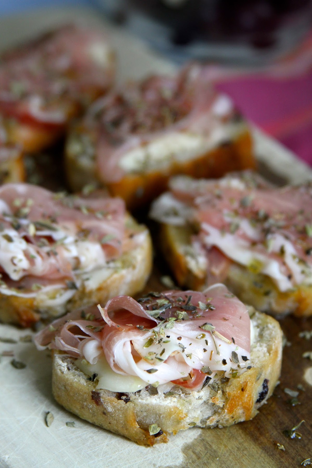 My Food Table Prosciutto Mozzarella Crostini