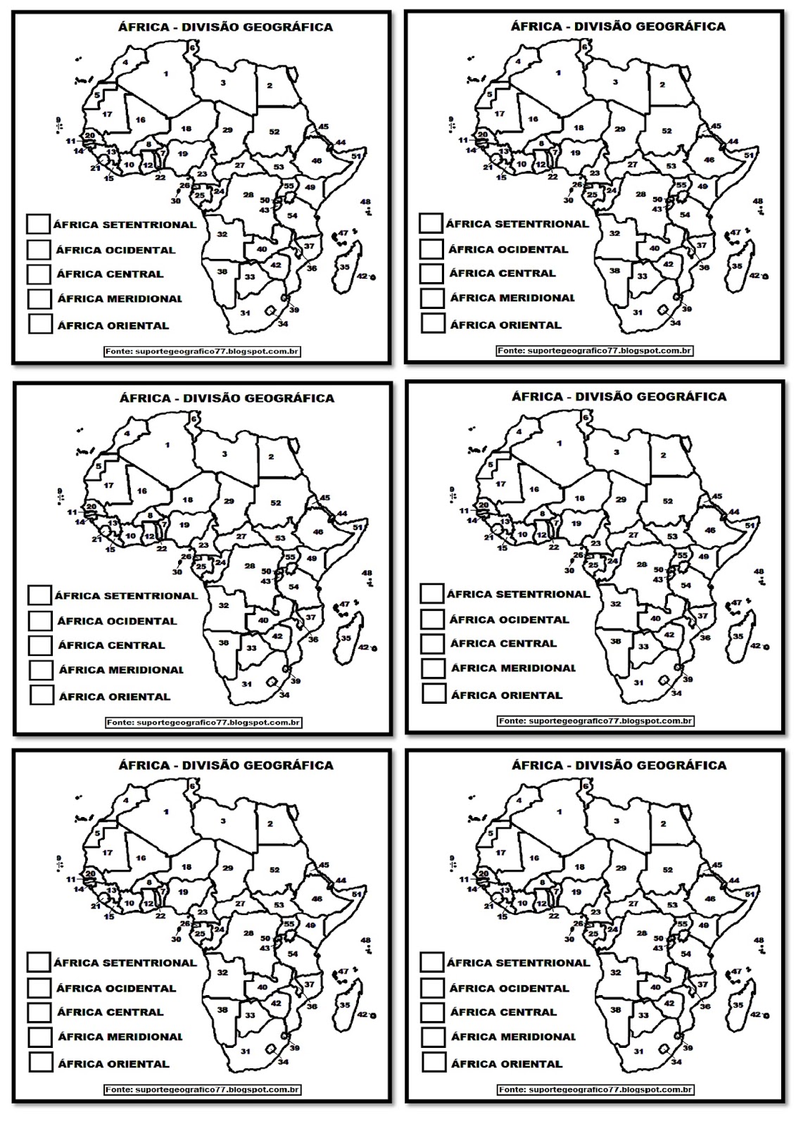 ATIVIDADES COM MAPAS SOBRE A ÁFRICA