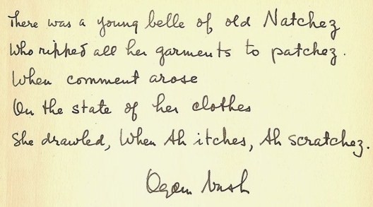 Nothing But Limericks: Belle of Natchez - Ogden Nash Limerick