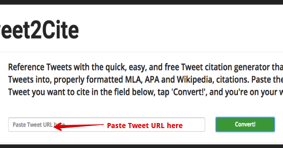 here is an excellent tool to convert tweets into properly formatted wikipedia mla citation