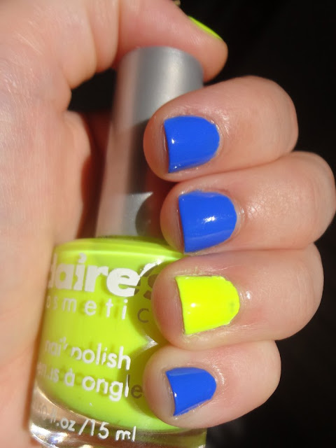 Pacific Blue w/ a pop of neon yellow accent nail