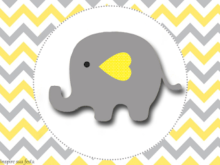 Baby Elephant in Grey and Yellow Chevron Free Printable Labels.