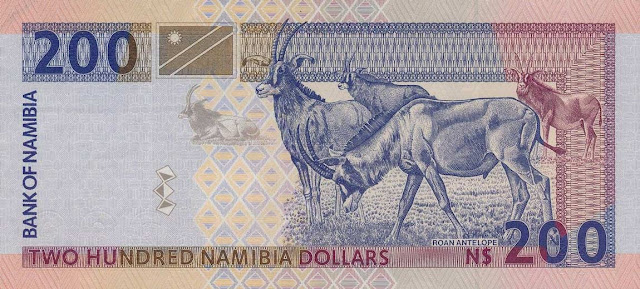 Namibia Money 200 Dollars banknote 2001 Antelopes
