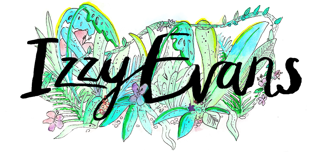 Jungle illustration for Izzy Evans blog header by Sarah Docker