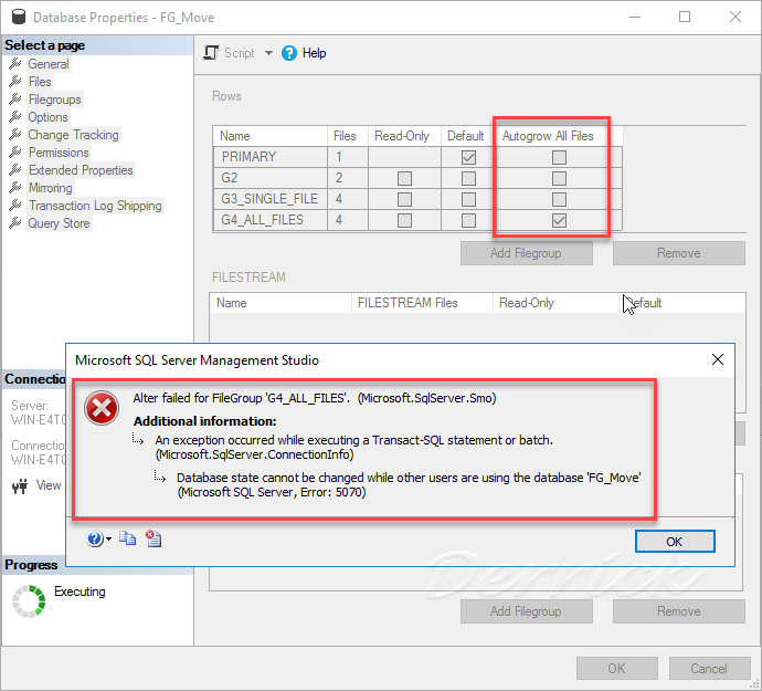 德瑞克：SQL Server 學習筆記 [SQL Server] Implement AUTOGROW_ALL_FILES Option All files in the