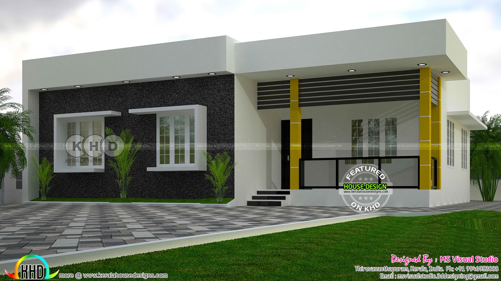 Flat roof budget home in 1310 square feet | Kerala home design | Bloglovin', image size:1600x900