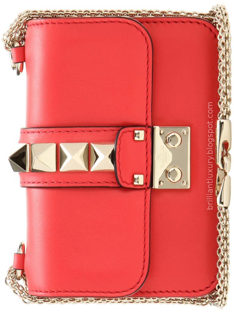 Brilliant Luxury ♦ Valentino Garavani Lock mini red leather shoulder bag