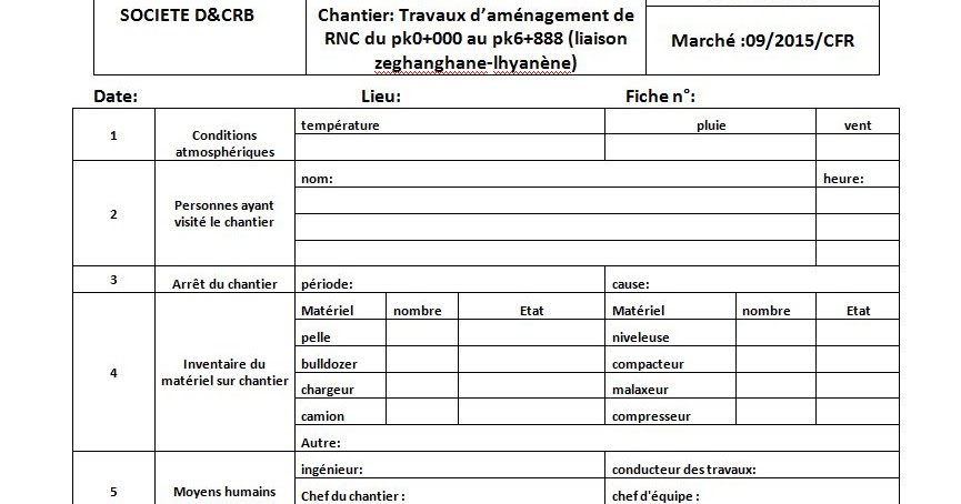 exemple de rapport de travail journalier pdf