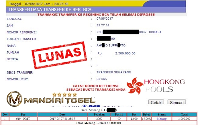 Selamat Kepada Bapak Ahxxd Suprxxto Yang Mendapatkan Jackpot 4d Togel Hongkong 07 05 2017 Jurnal Dunia Jurnal Berita Dunia Terpercaya Terupdate Tahun 2021