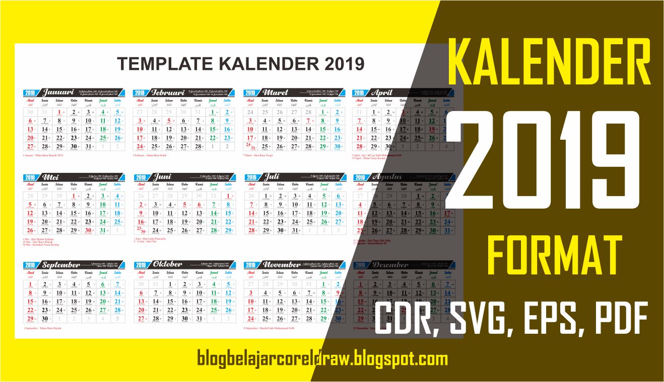 Template KALENDER 2019 Format Vector CDR, SVG, EPS, PDF