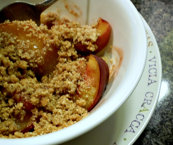 Carrie S. Forbes gluten free peach crisp for one