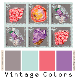 Vintage Color Palette - Gems U.S. Postage 1974 - see blog for hex codes - ponyboypress.com