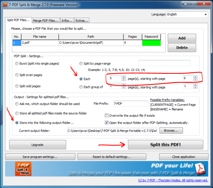 Cách sử dụng 7-PDF Split & Merge cắt ghép file pdf