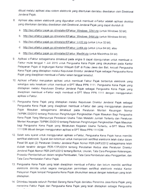 Pengumuman nomor PENG-06/PJ.02/2015 tentang Penegasan ATas e-Faktur