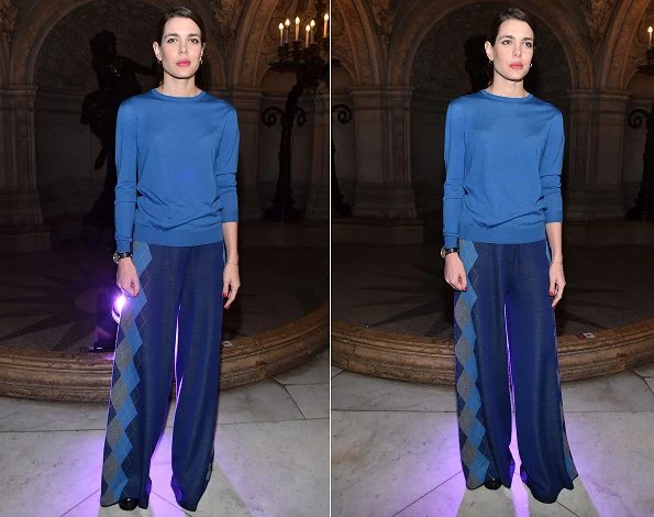 Charlotte Casiraghi attended the Stella McCartney show as part of the Paris Fashion Week. Charlotte wore Gucci Embroidered jersey stirrup legging