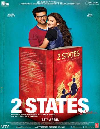 Poster Of 2 States 2014 Hindi 720p BRRip ESubs Watch Online Free Download Worldfree4u