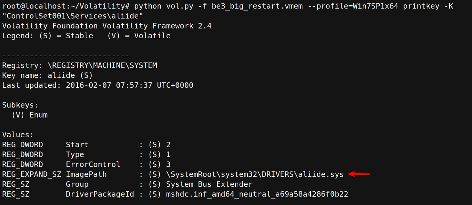 Cannot create a stable subkey under a volatile parent key driver install