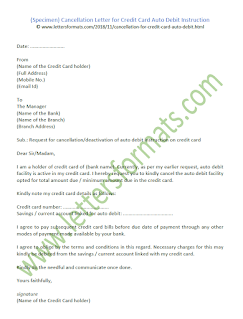 Cancellation Letter for Credit Card Auto Debit Instruction Sample
