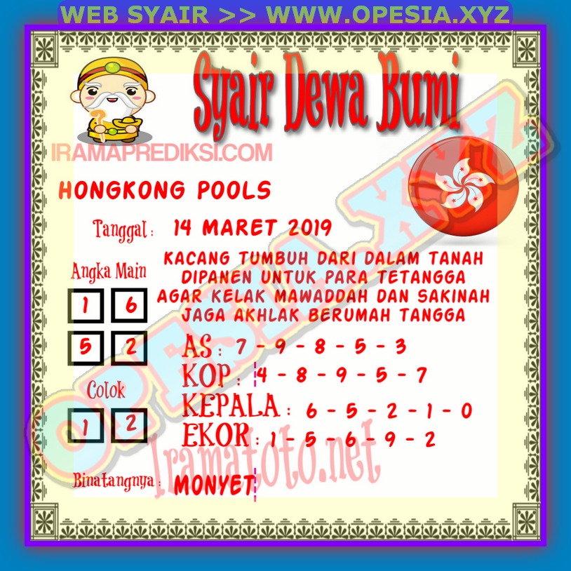 Kode Syair HK Kamis 14 Maret 2019 GOsyair SEDIA KODE