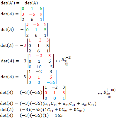 Rules for Calculating Determinants | Mathematica and Statistic