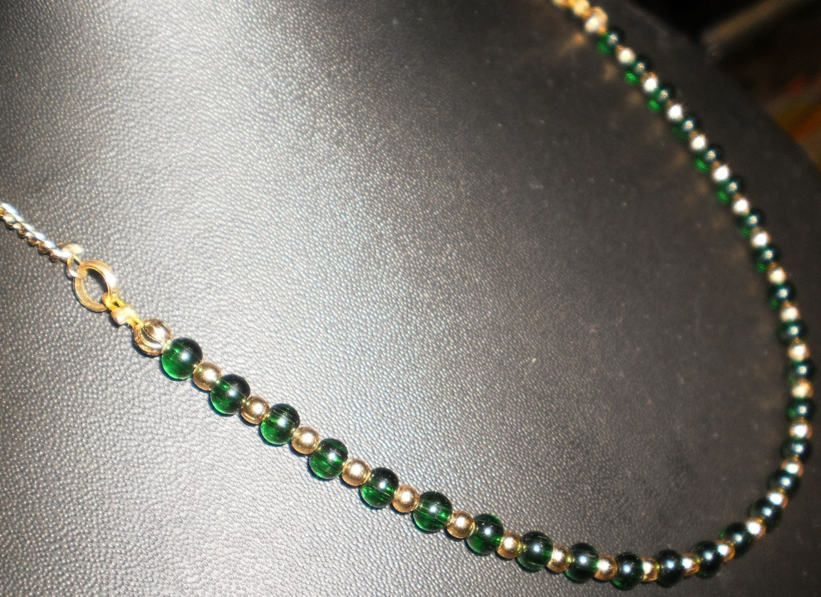 jaishandmadejewellery Green color Beads Work In Gold Chain