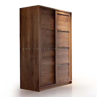 lemari pakaian kayu jati 2 pintu tebal
