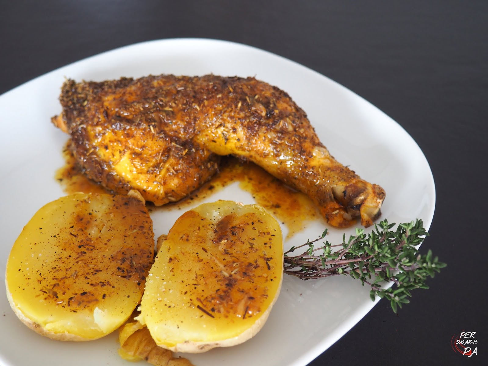 Per sucar-hi pa, gastronomía y viajes: Pollo al horno con hierbas y limón