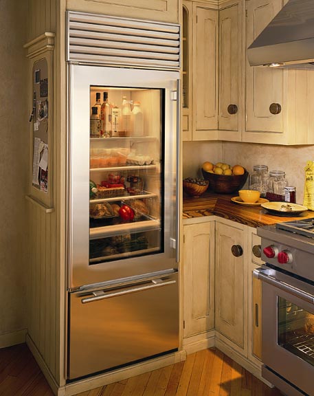 Mille Feuille Glass Door Fridge, Sliding Door Refrigerator Residential