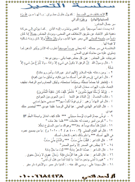 مراجعة ليلة الامتحان بلاغة للصف الثاني الثانوي