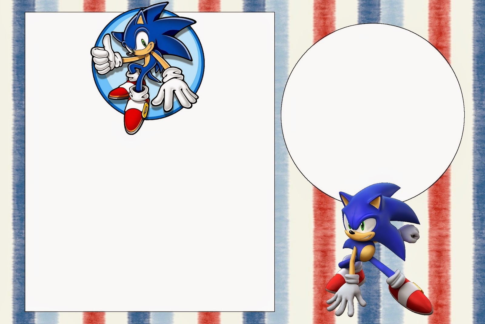 Para hacer invitaciones, tarjetas, marcos de fotos o etiquetas de Sonic para imprimir gratis.