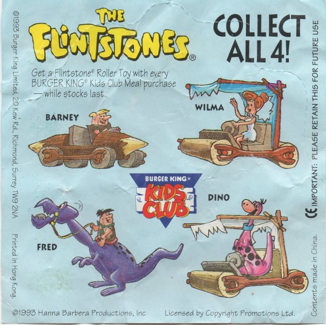 Toys and Stuff Burger King UK The Flintstones Rollers 1993 Pt 1