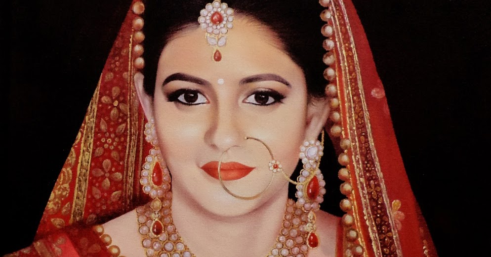 Portrait Painting Indian Bride Oil Painting