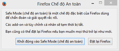 Cách vào safe mode trên trình duyệt firefox