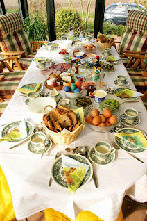 dining table set with food