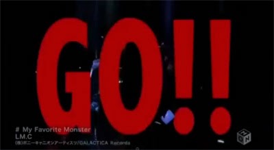 "GO!!" in large red letters over Maya and Aiji raving.