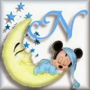 Alfabeto de Mickey Bebé durmiendo en la luna N.