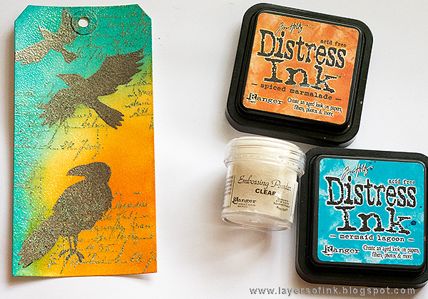 Layers of ink - Totally Embossed Tag Tutorial by Anna-Karin with Tim Holtz Halloween