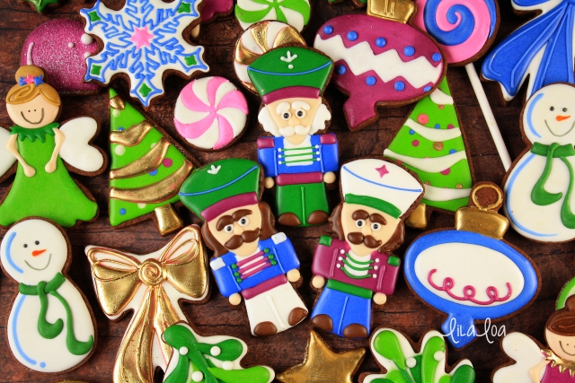 Nutcracker decorated sugar cookies for Christmas