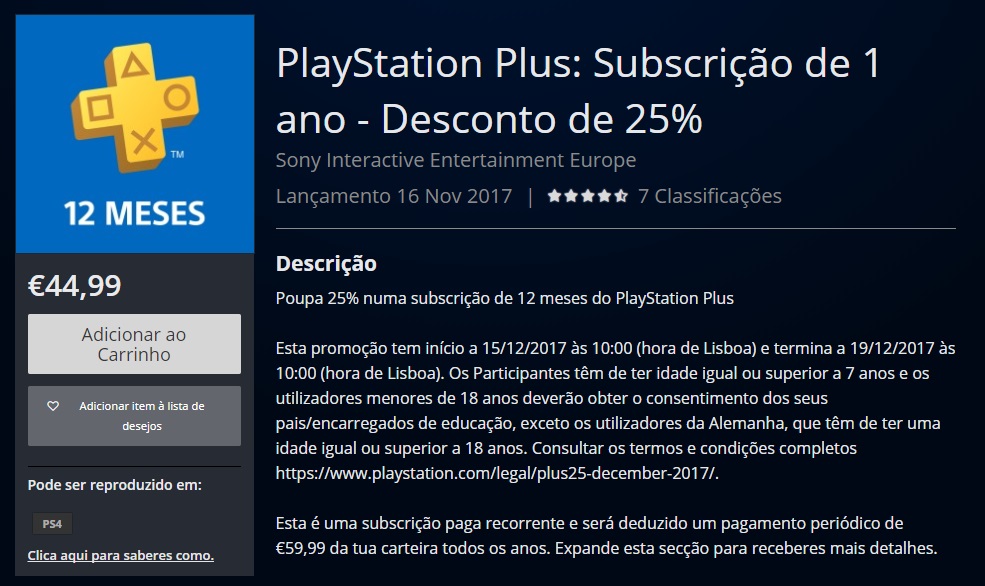 PS4: Assinatura anual da PS Plus está com 25% de desconto