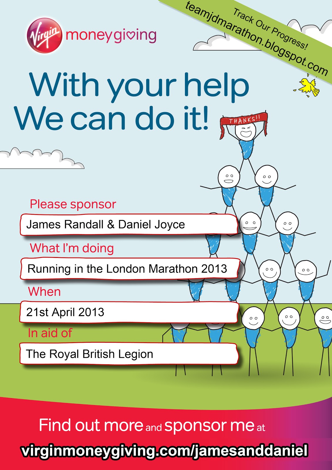 Team JD London Marathon 2013: Sponsorship Poster