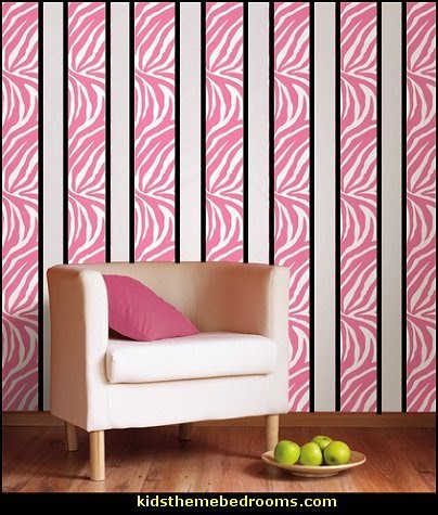 Go Wild Zebra Decals-zebra print wall decals-pink
