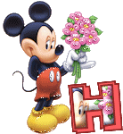 Alfabeto tintineante de Mickey con ramo de flores H.