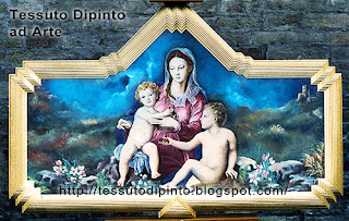 Madonna Gesù e san iovannino acrilico su tela cm120 x cm80