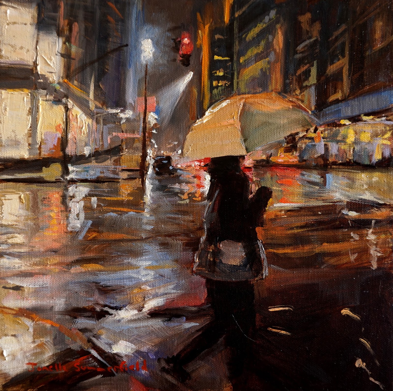 Jonelle Summerfield Oil Paintings Rainy Night in Manhattan III
