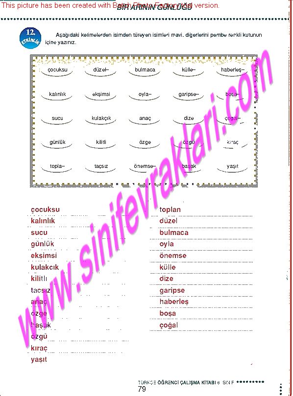 6.Sinif Turkce Doku Yayinlari Ogrenci Calisma Kitabi Sayfa 79 - Ders