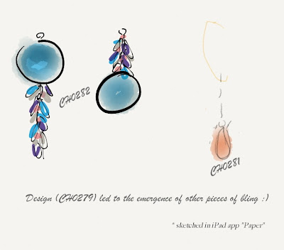 Preliminary rough sketch of jewelry set