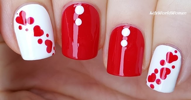 Red and White Heart Nail Art - wide 4
