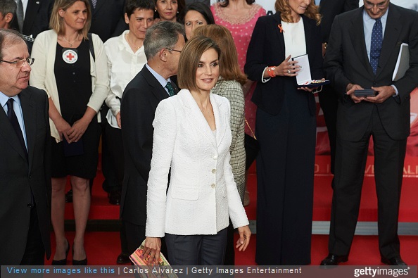  Queen Letizia of Spain attends the Red Cross World Day Commemoration at the Miguel Delibes auditorium on May 8, 2015 in Valladolid, Spain.